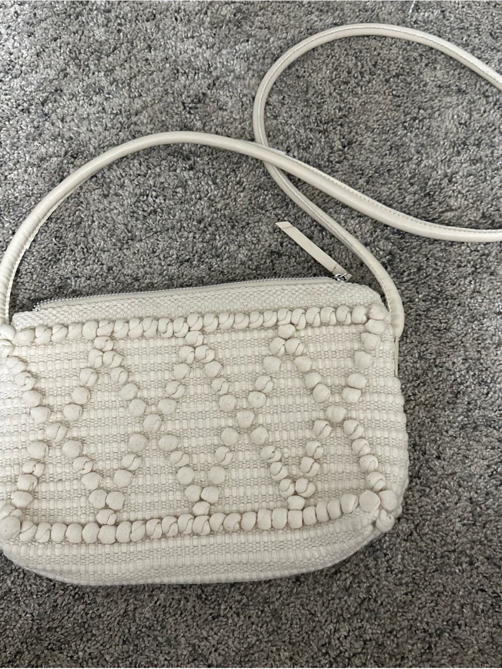 H&M Cream Textured Pom-Pom Crossbody Bag